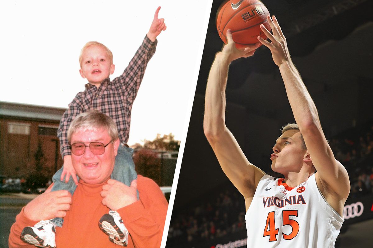 Austin Katstra remembers riding on the shoulders of his grandfather, a former UVA basketball player. Now he’s a Cavalier himself. 